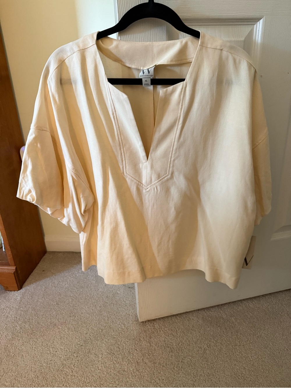 Worthington Cream Notch-Neck Relaxed Blouse